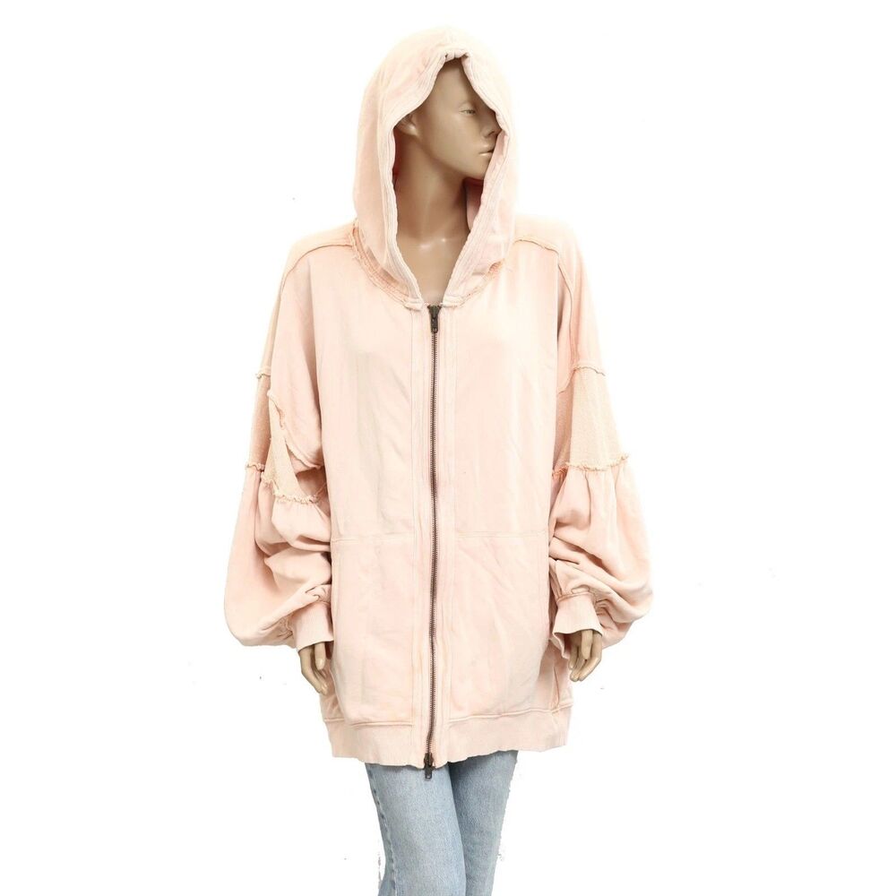 Free People Oversized Ribbed Sweatshirt Top Balloon Sleeve Slouchy M New 284018